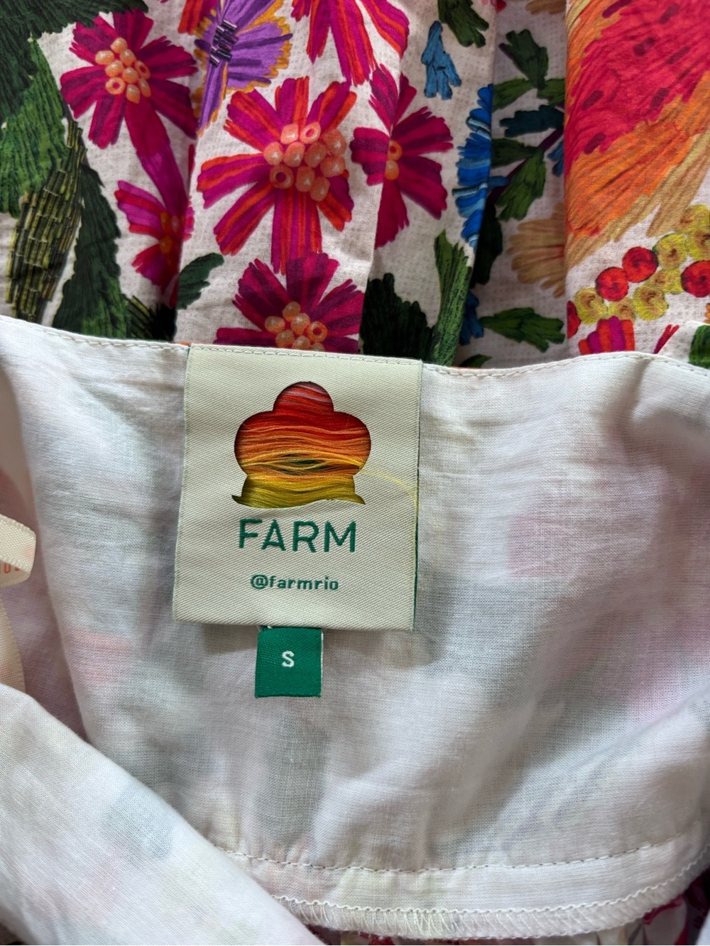 Farm Rio faux embroidery mini pattern dress size S - Picture 3 of 3